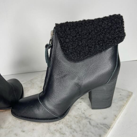 NEW Splendid Kiley Black Ankle Boots Leather Shearling Lined Heeled US 8 $178 - Picture 7 of 10